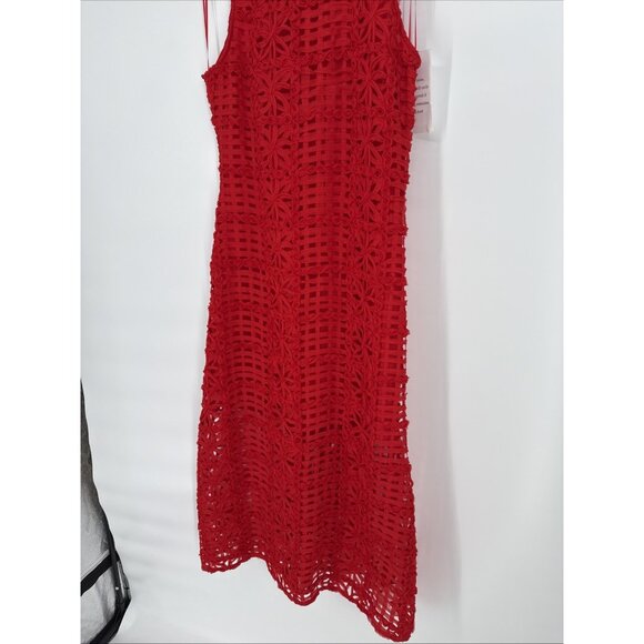 ANTHROPOLOGIE Endless Rose Size Large Red Sleeveless Textured Midi Dress - Picture 6 of 12